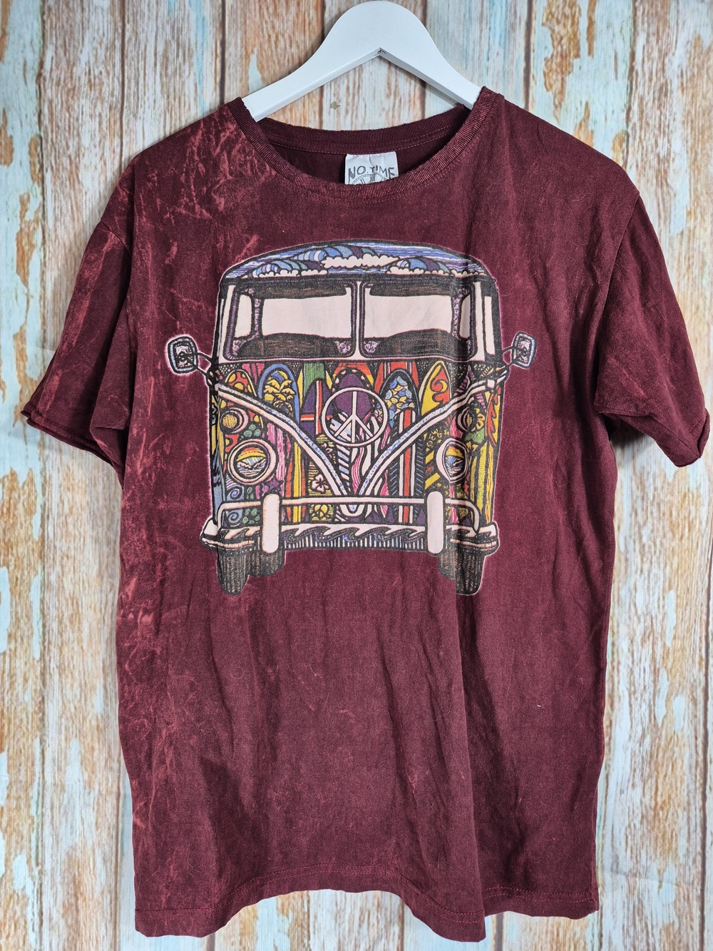 Women's No Time Burgundy Graphic VW Bus T-Shirt